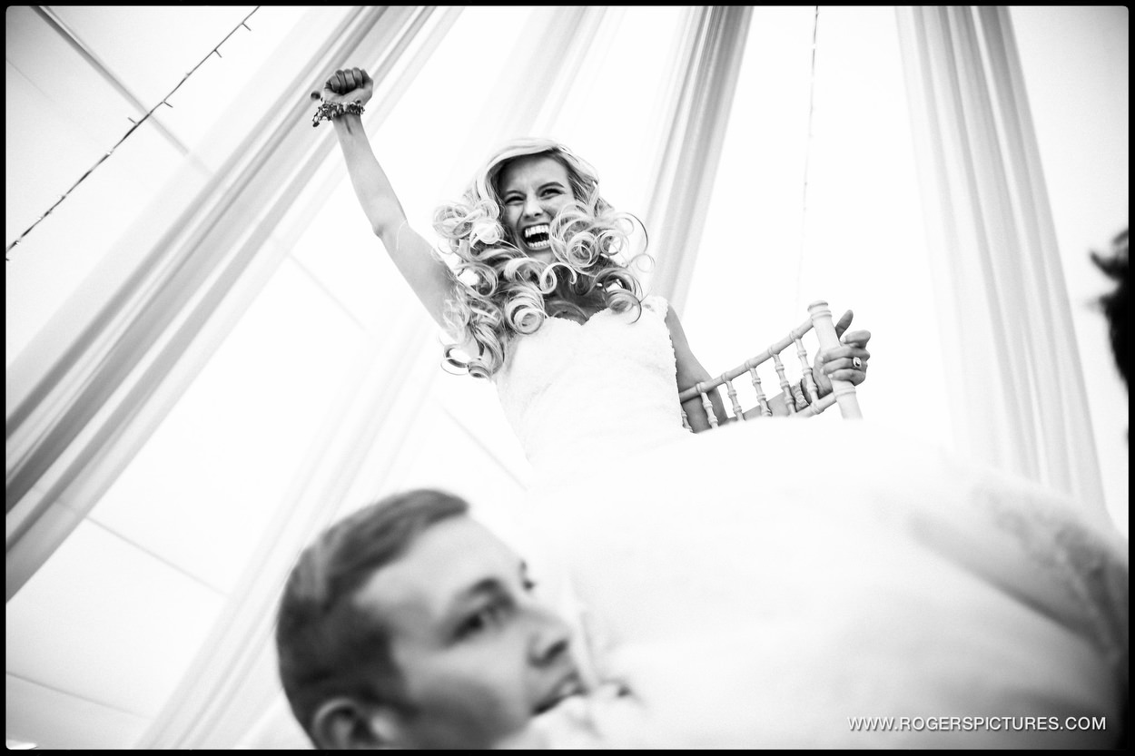 Bride during the hora or Israeli dancing at a jewish wedding