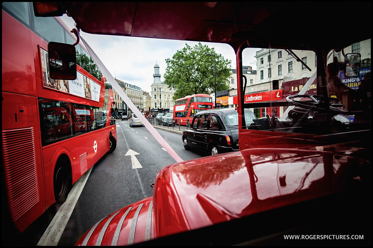 London wedding double-decker bus