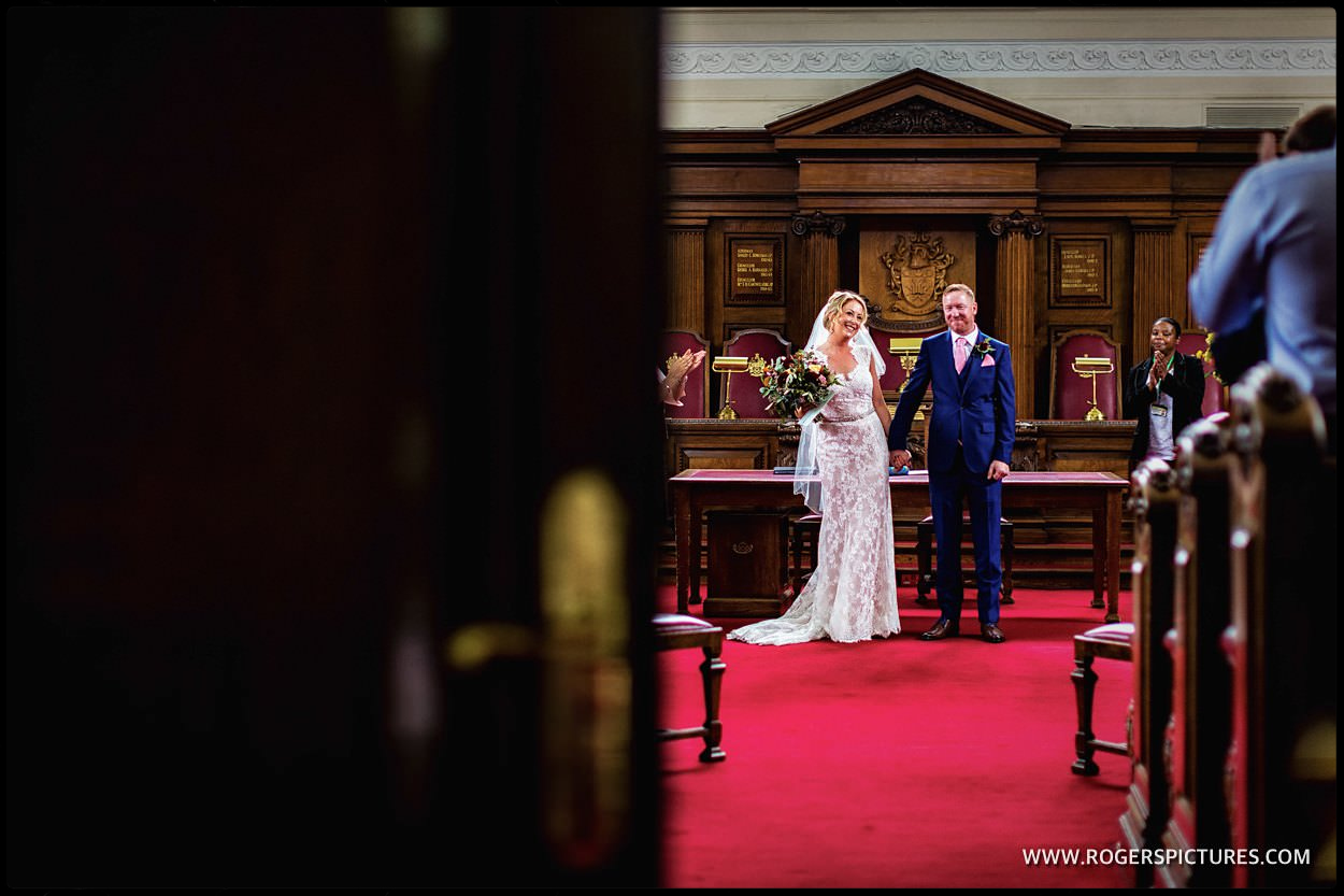 Newlyweds in Islington town Hall