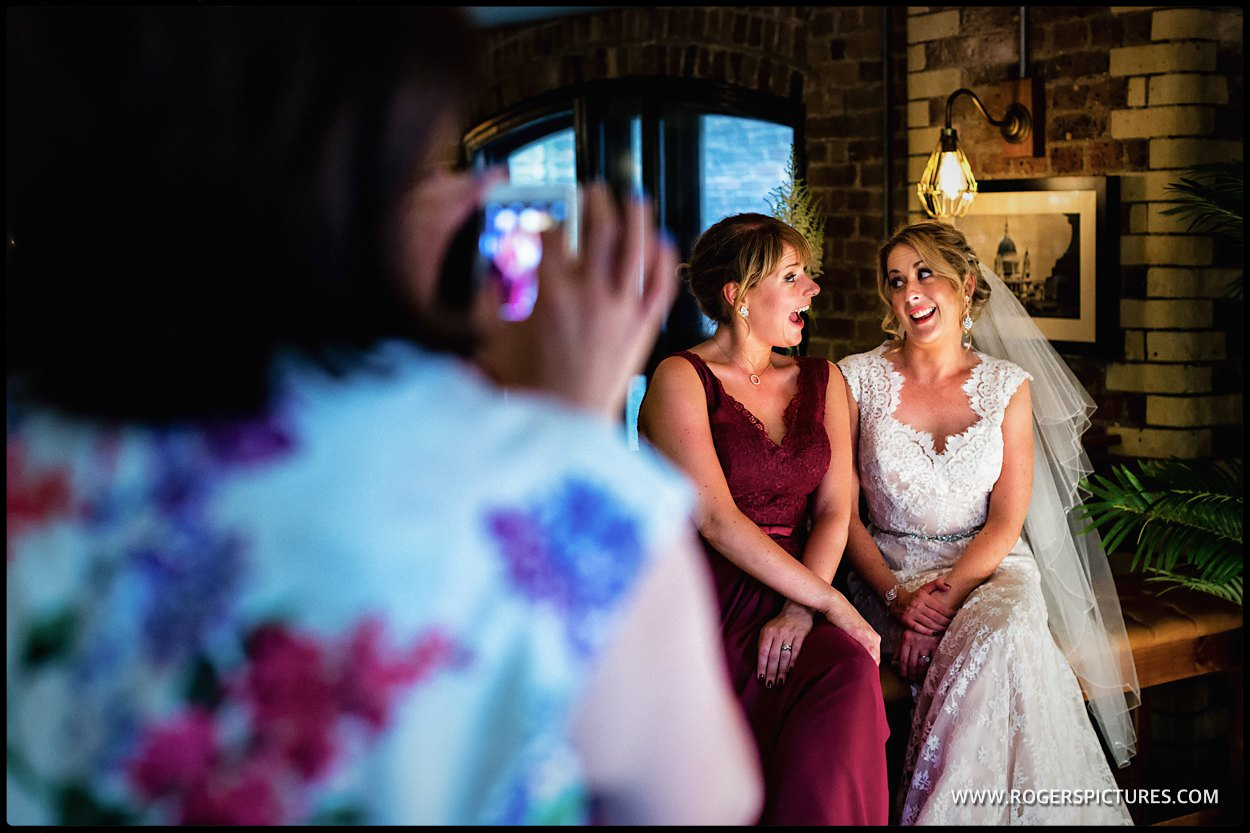 Bride and wedding guests at the Pepys restaurant in London