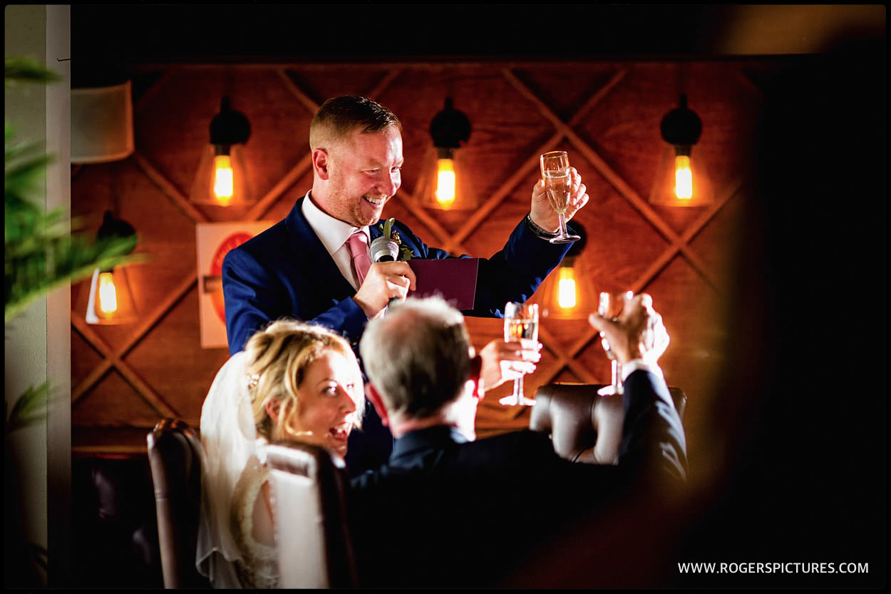 Groom gives toast at the Pepys