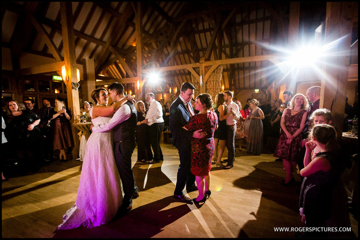 Dancing in the barn at a Rivervale Barn wedding