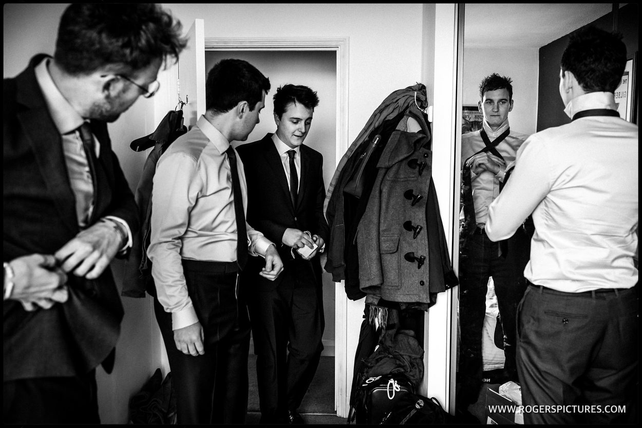 Groomsmen of the London flat before Chelsea wedding