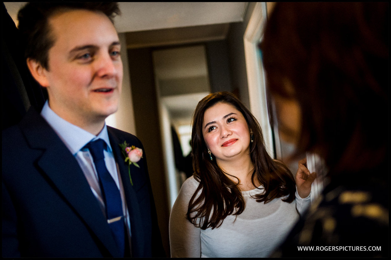 Groom in a blue suit