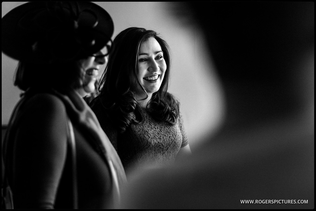 Black and white photo of the bride