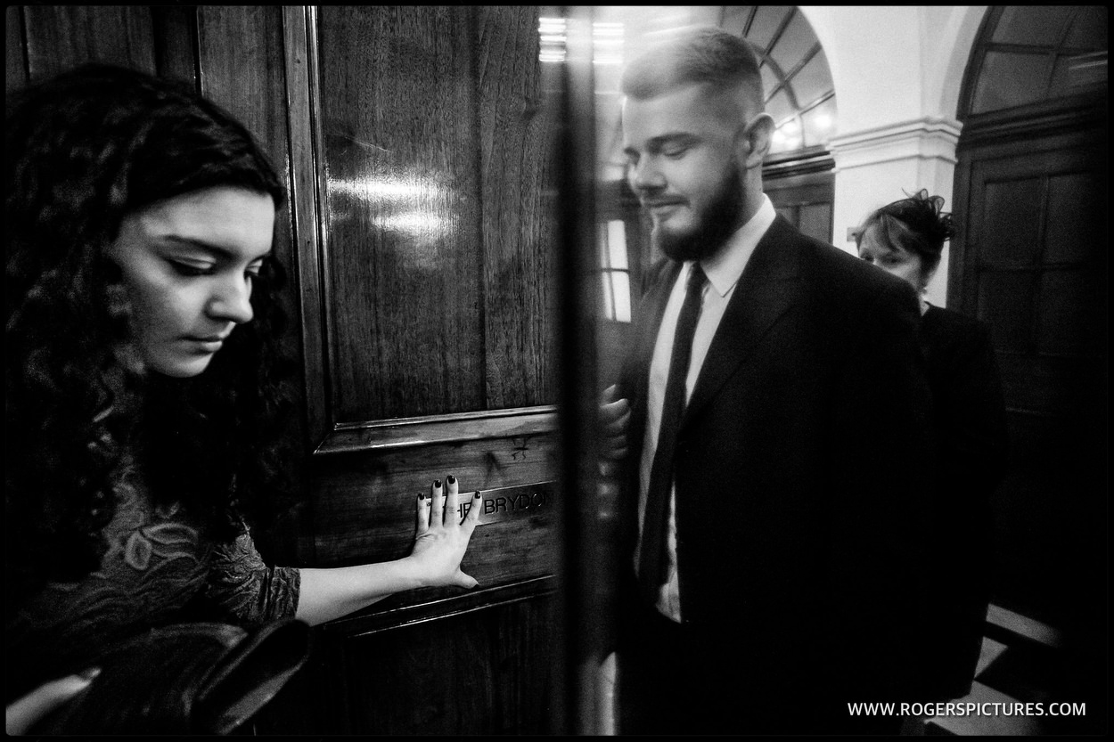 Guests walk into ceremony room at Chelsea old Townhall