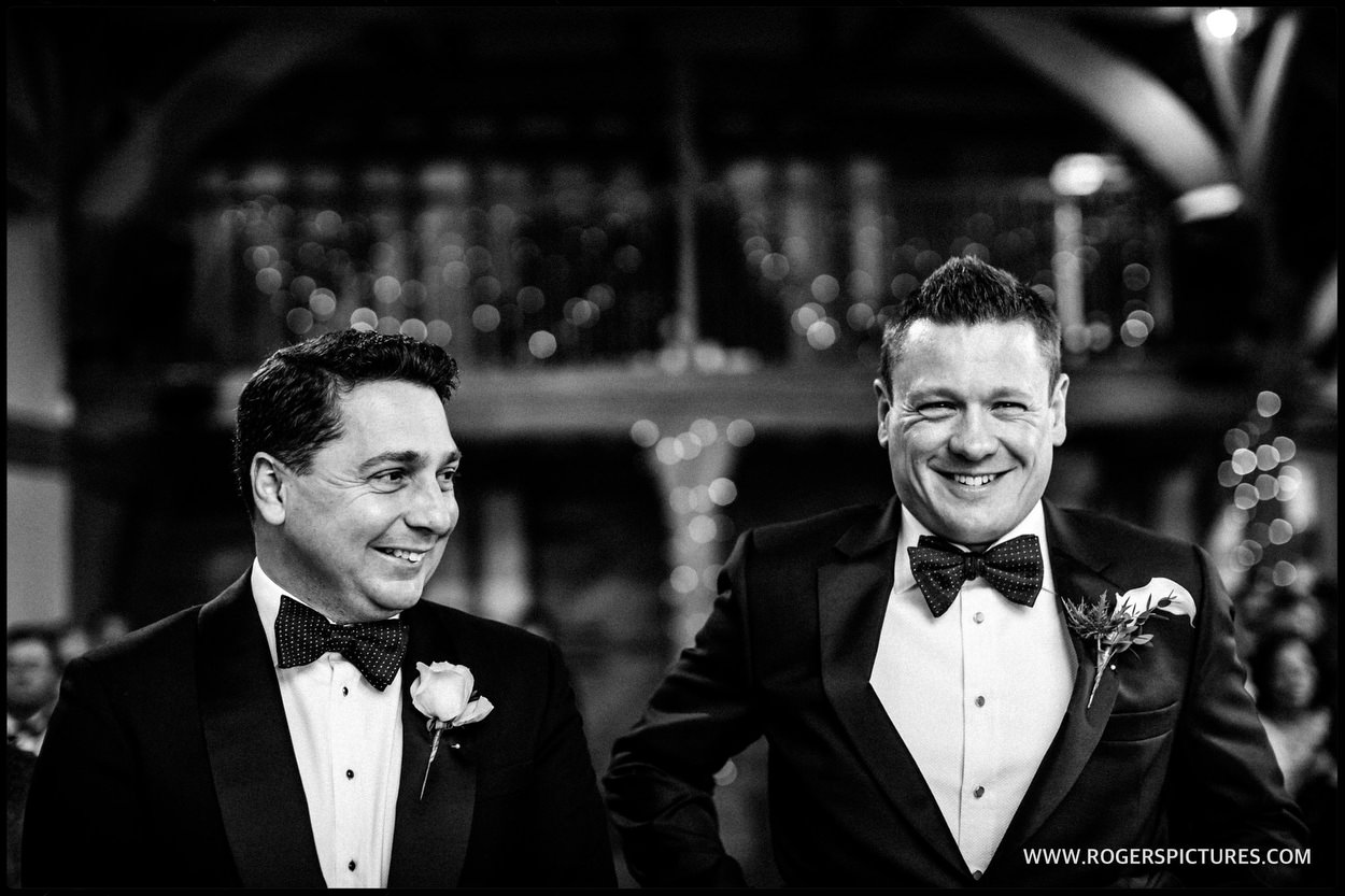 Nervous groom at Cain Manor wedding ceremony