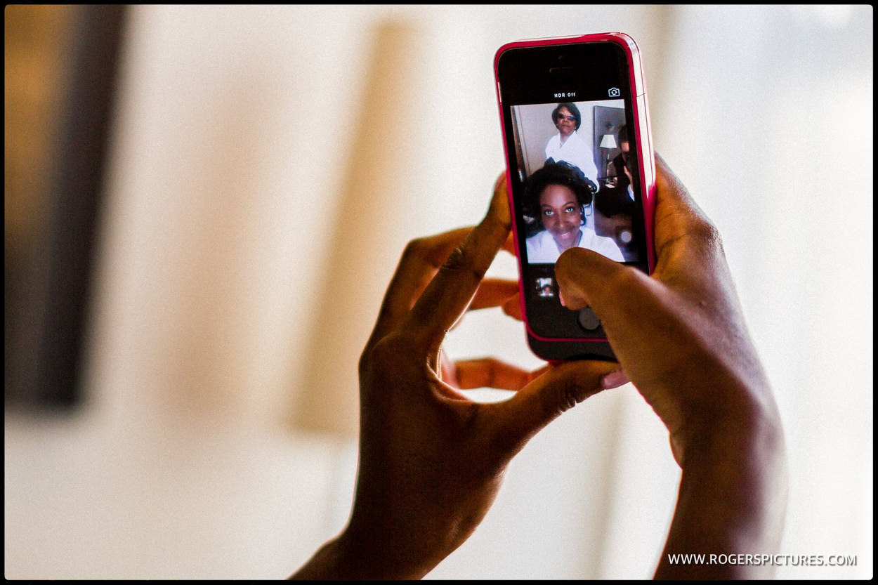 Bride selfie on an iPhone