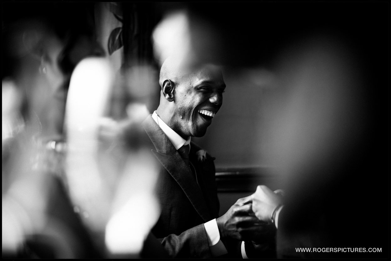 Laughing groom at North London hotel