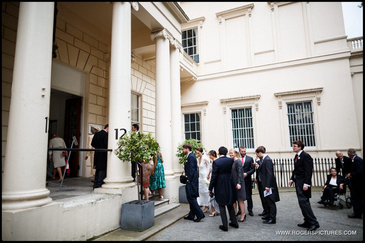 Guests arriving amor a wedding at ICA in London