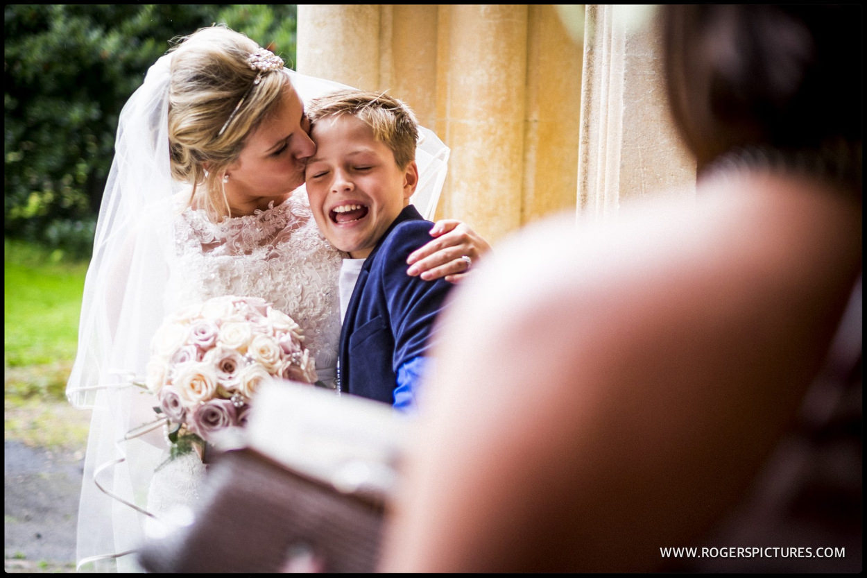 Smiling boy with bride