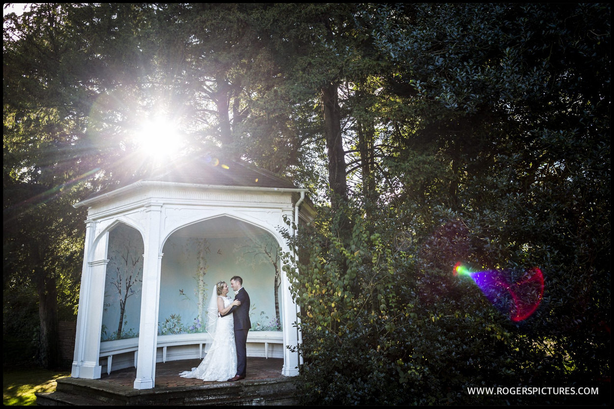 Wedding portrait in summerhouse