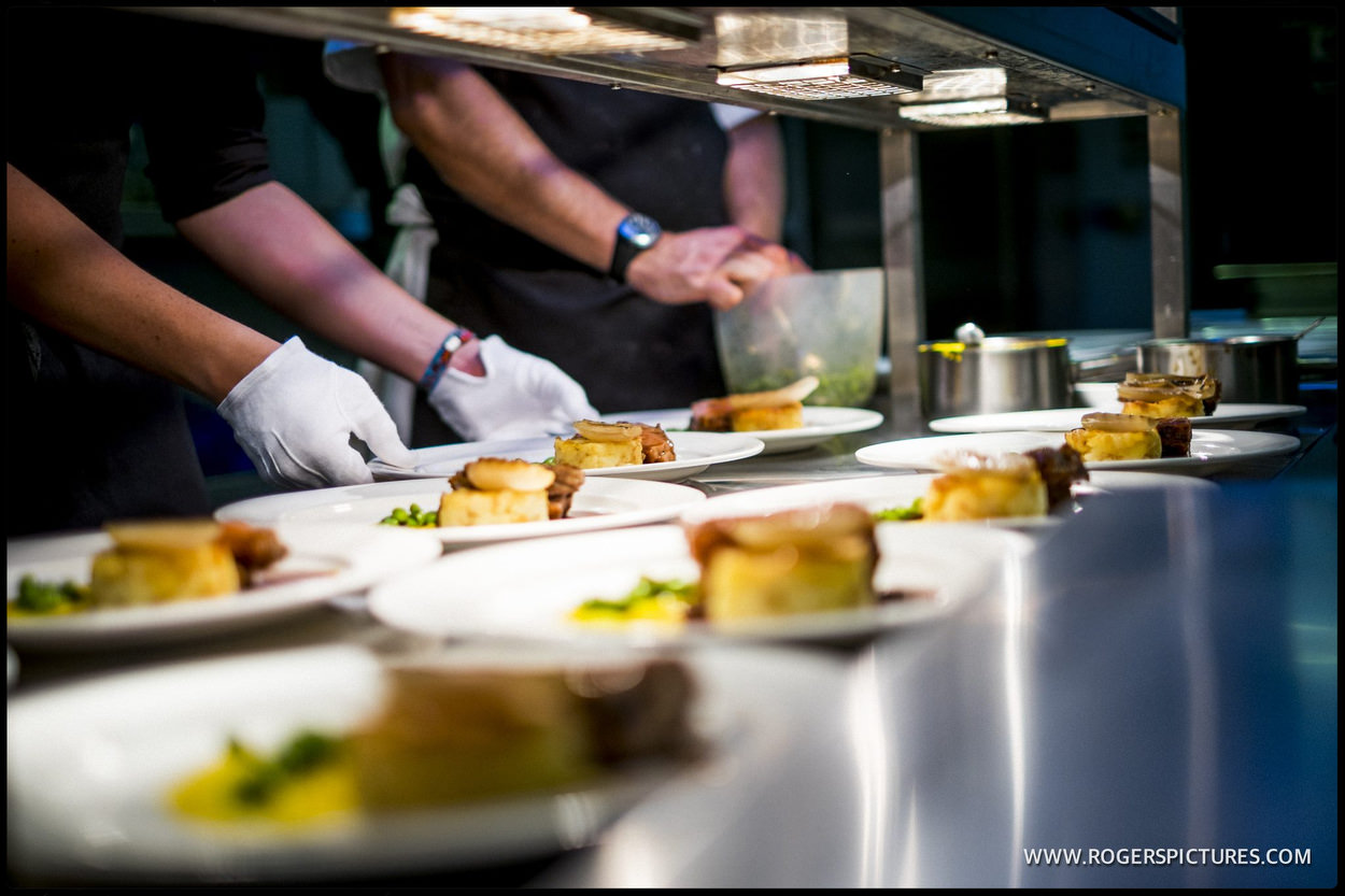 Wedding breakfast dinner is prepared at Wasing park