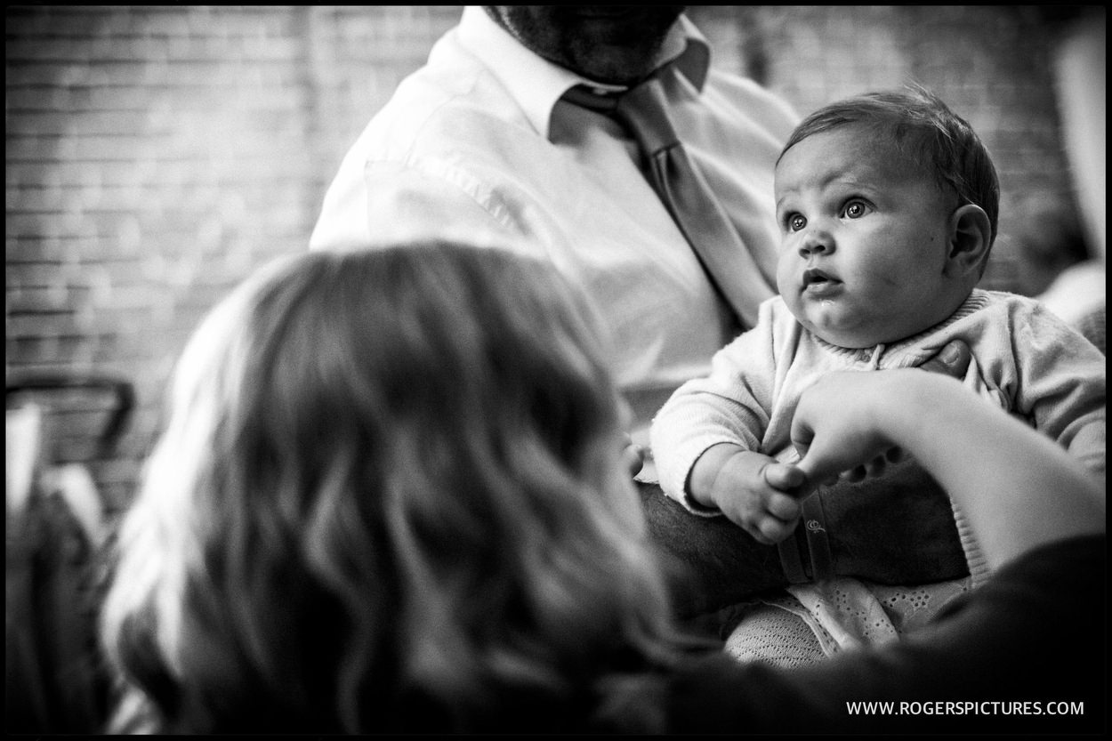 Baby at wedding reception