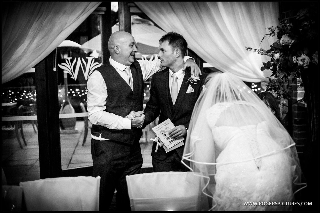 Groom congratulated after the speeches