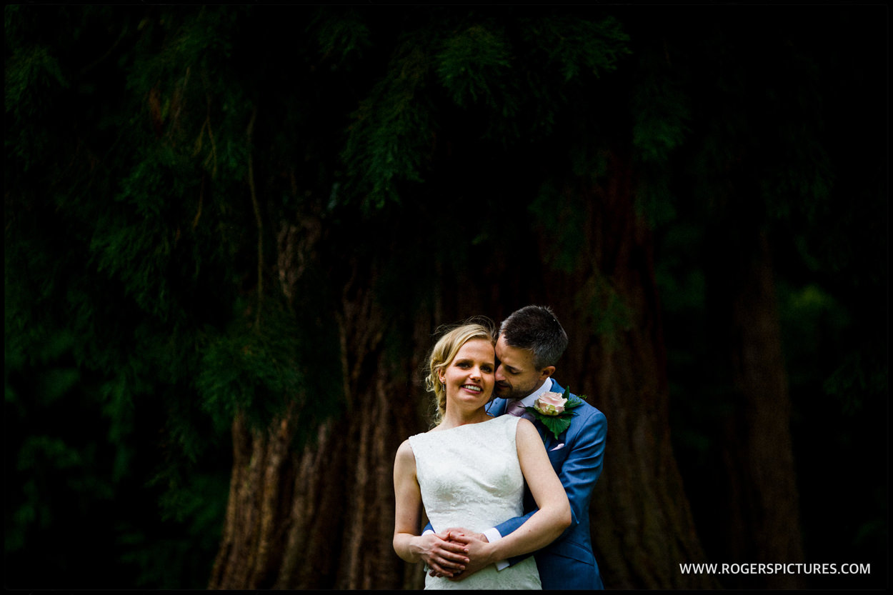 picture of bride and groom in St Michael's Manor gardens in St Albans