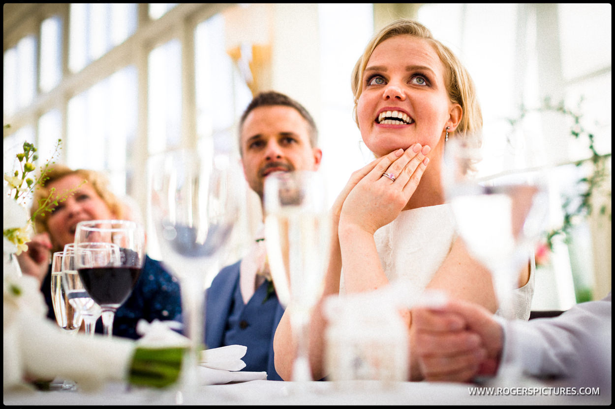 Bride and groom at the top table in St Albans wedding