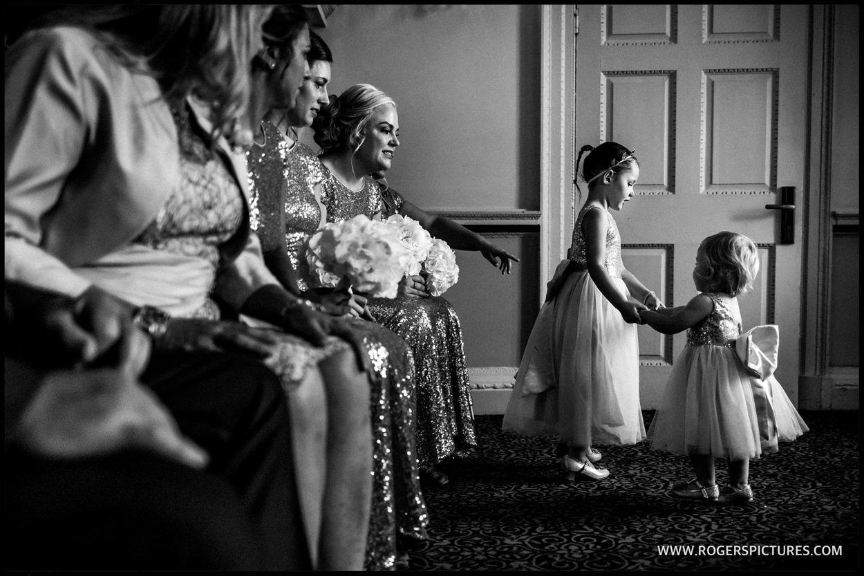 Flower girls during wedding ceremony