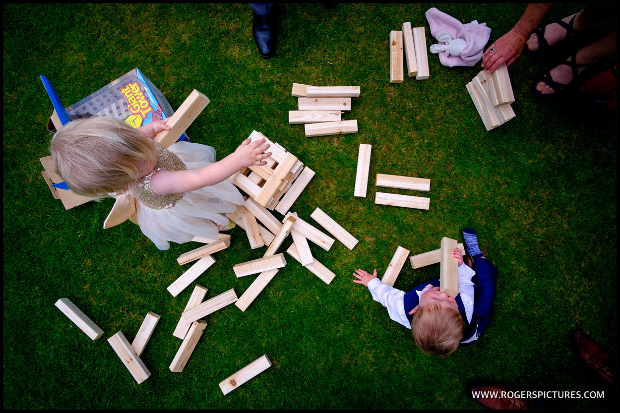 Children's games in the garden after a Wedding in Sussex