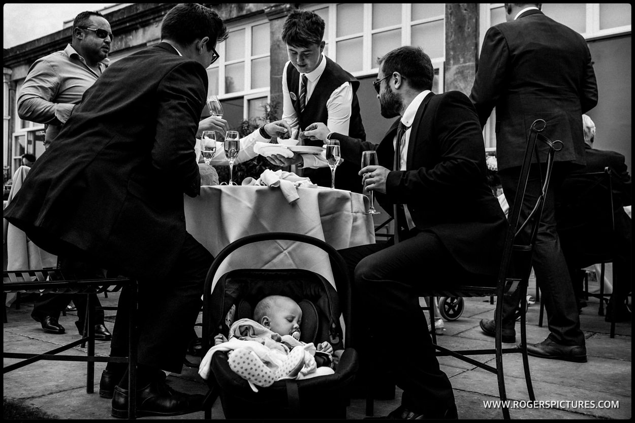 Family with the baby at a wedding reception
