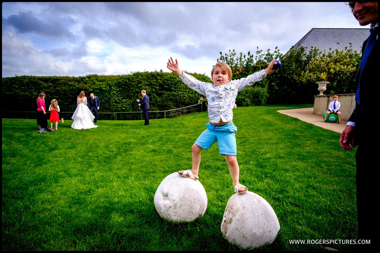 Children playing at a wedding reception