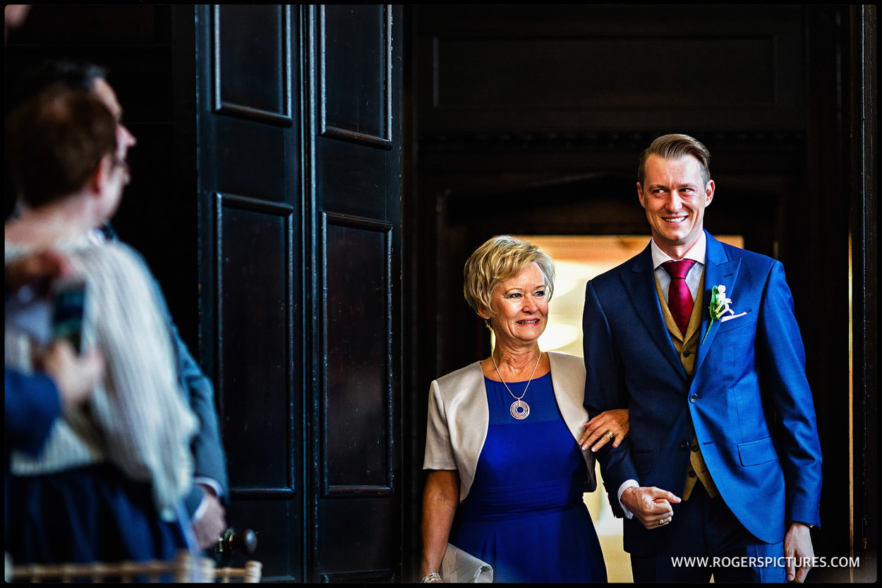 Groom arrives with his mother for same-sex wedding