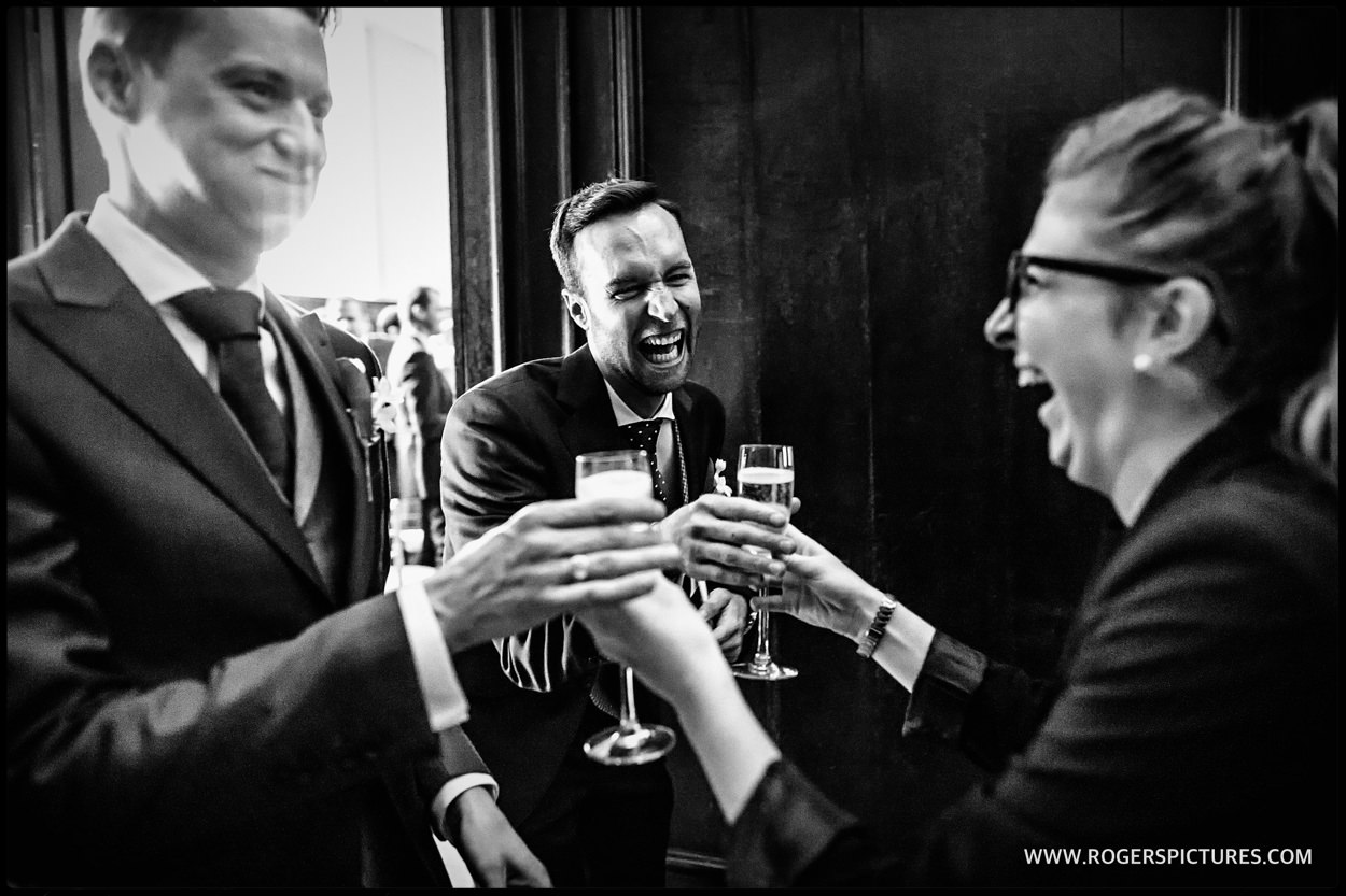 Celebration champagne drinks after gay wedding