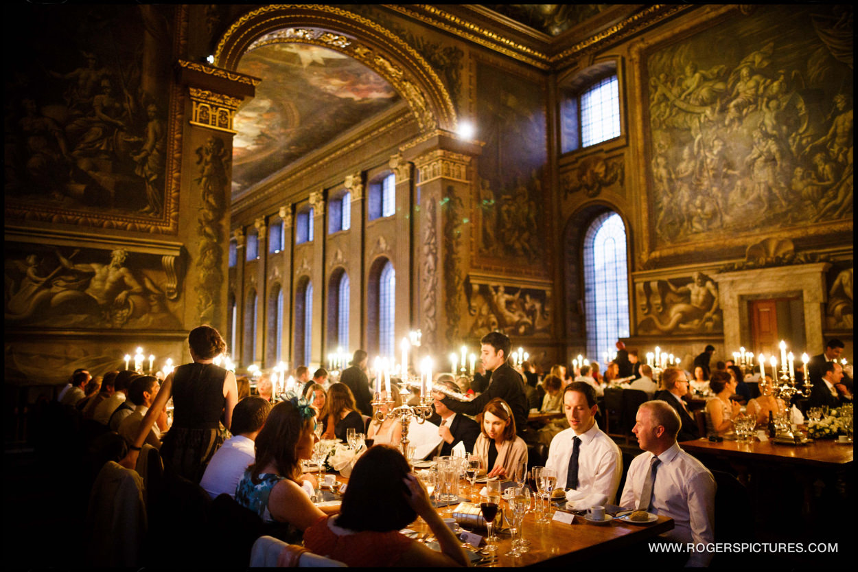 Wedding breakfast at the Painted Hall at the Old Royal Naval College in Greenwich