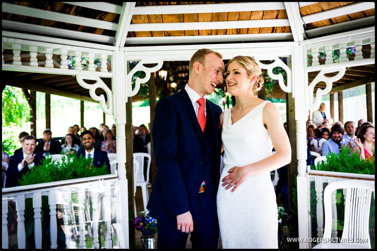 Outdoor wedding ceremony at Minstrel Court Royston