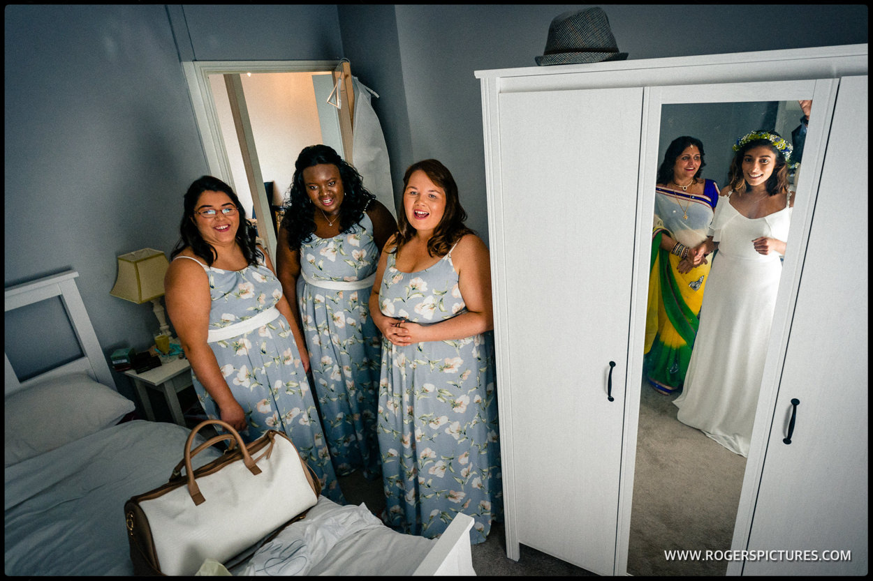 Preparations before a barn wedding in Hitchin Hertfordshire