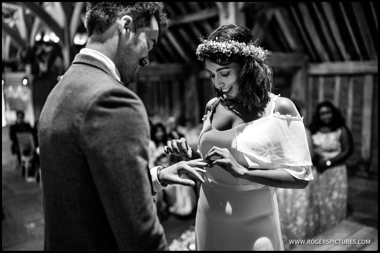 Barn wedding ceremony in Hitchin