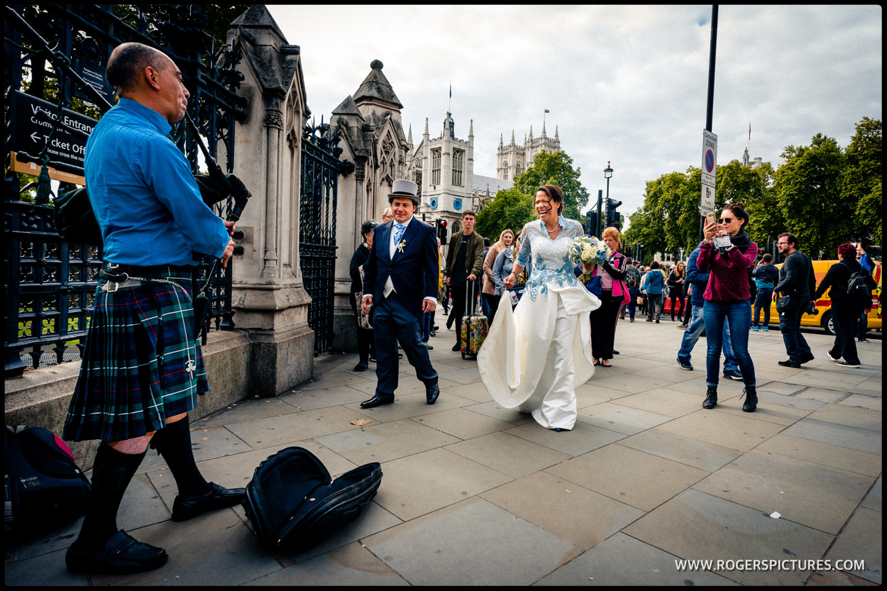 Couple after their wedding at Parliament