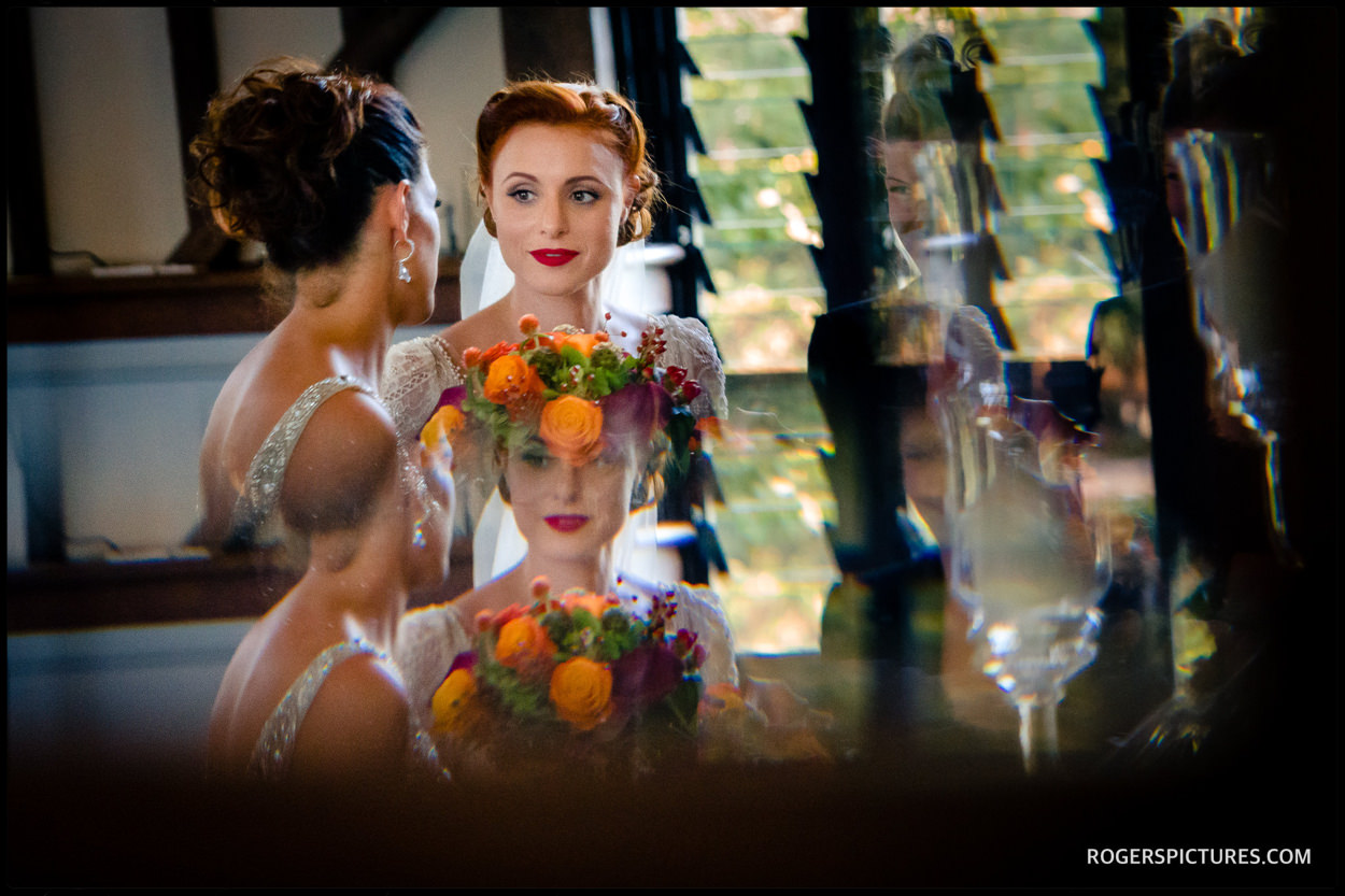 Bride ready for a barn wedding