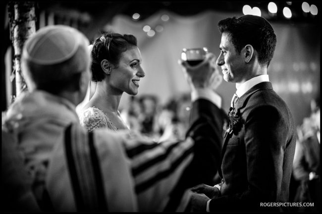 Jewish wedding ceremony at barn wedding in hertfordshire