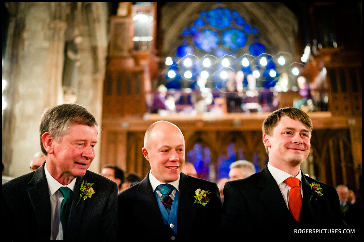 Nervous groom at St Etheldreda's Church Wedding