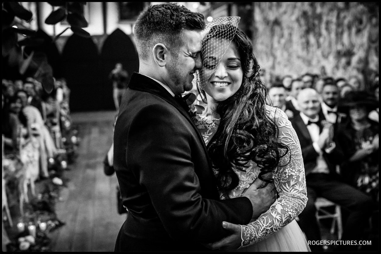 Photograph of a couple getting married at Hatfield House in the Summer
