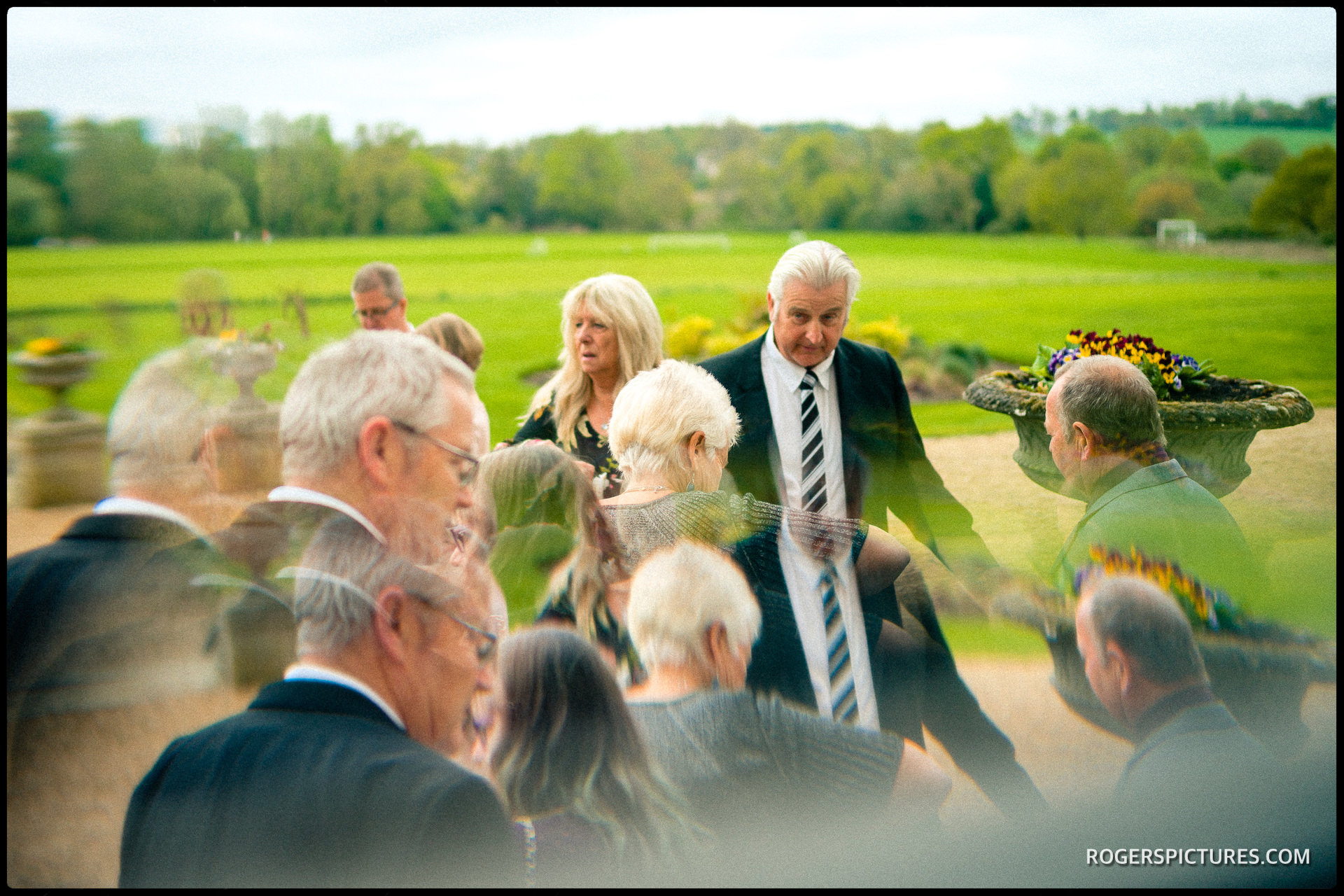 Guests outside at a wedding in Berkshire