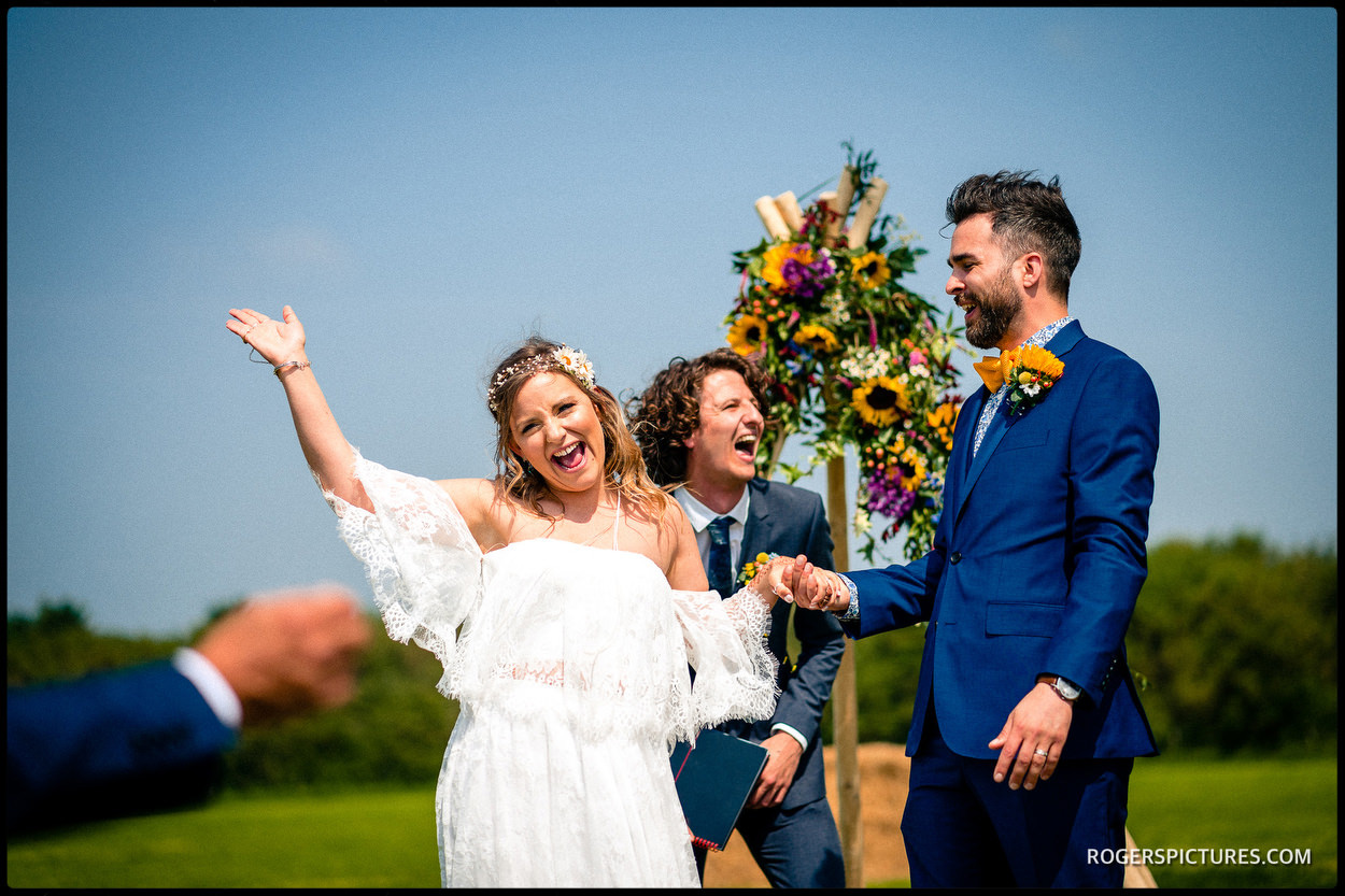 Getting married outside at Oak Tree Farm Bicester