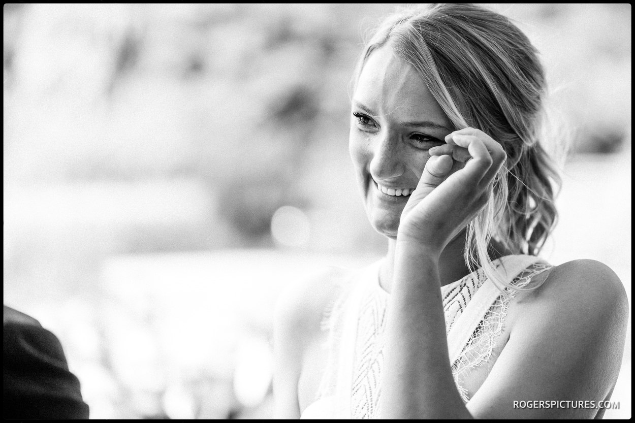 Bride being her wedding in Hampstead Hill Garden