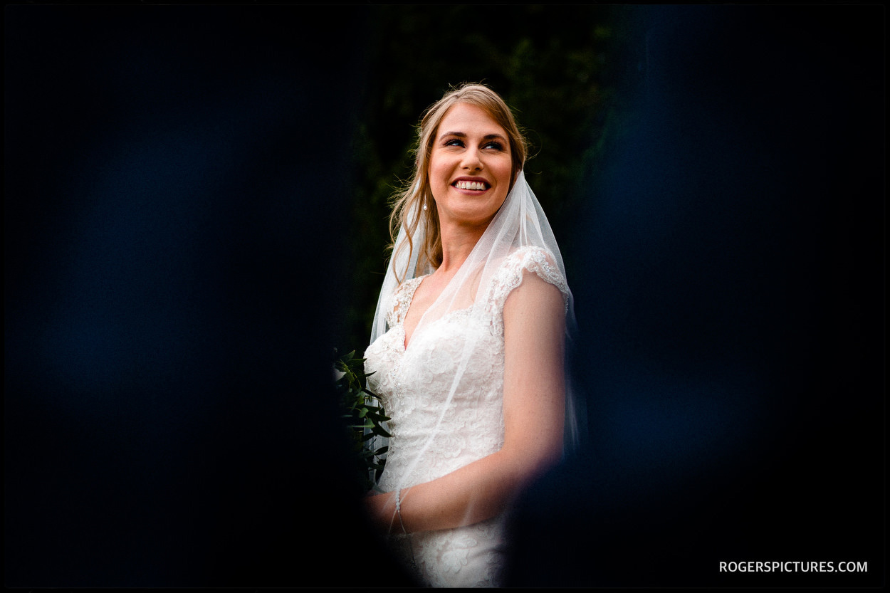 Portrait of a bride after her wedding in Kent