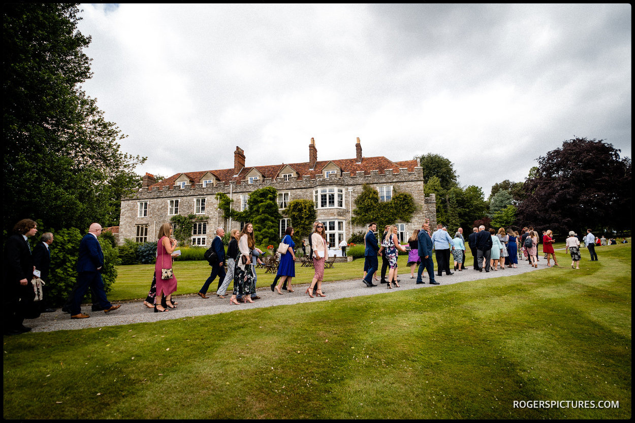 Wedding guests at Boughton Monchelsea Place