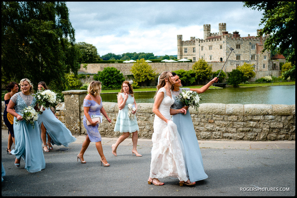 Bridal party outside Leeds Castle