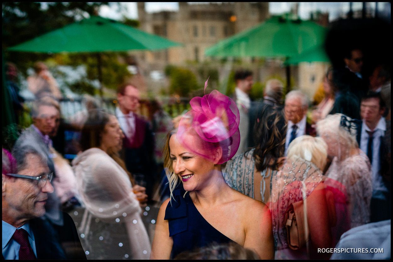 Leeds Castle wedding guests in the Fairfax Barn