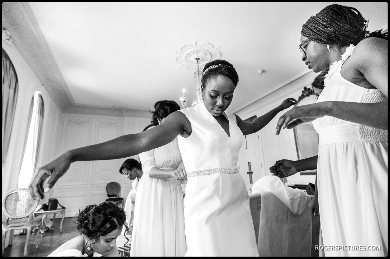 Bride getting ready at Addington Palace