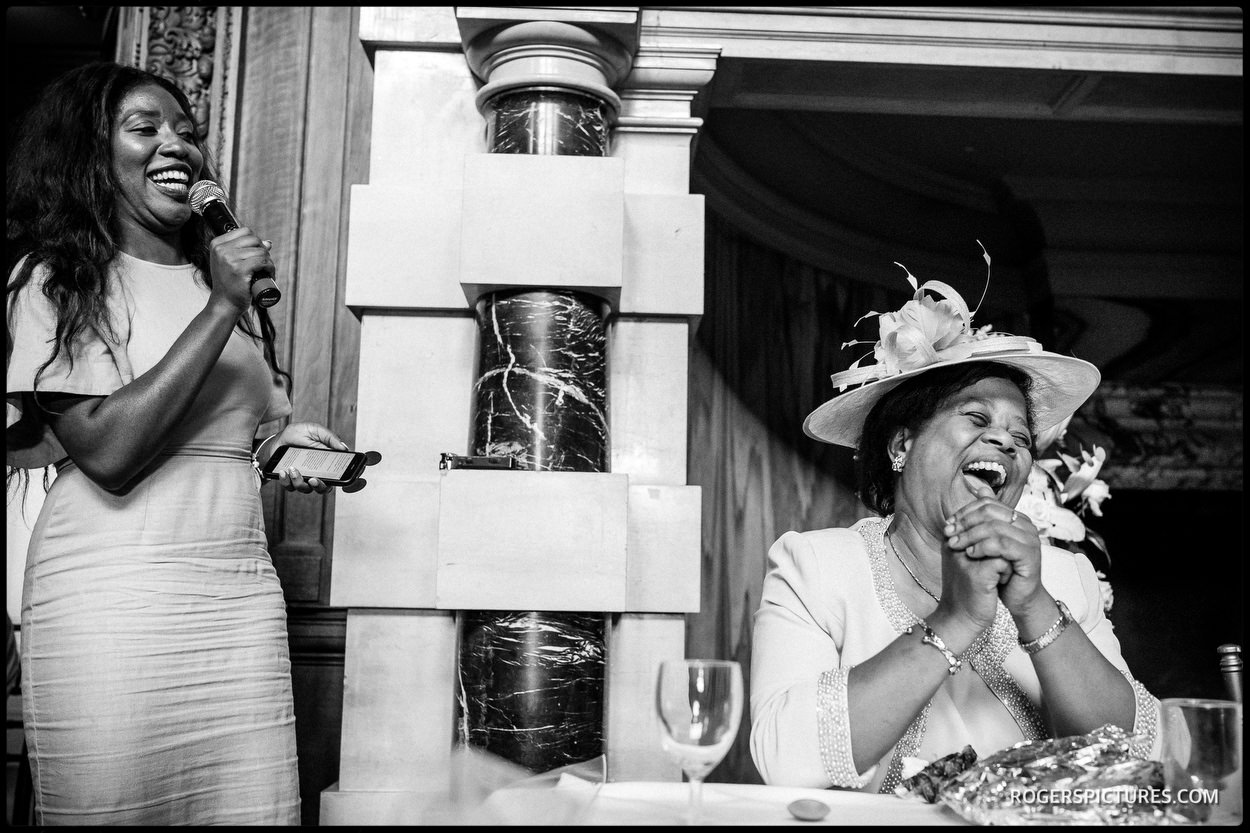 Mother of the bride during the speeches