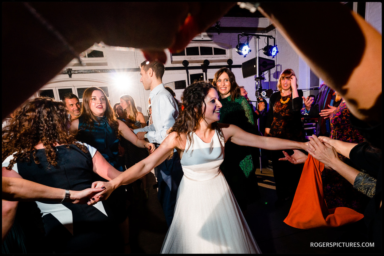 Jewish dancing at a wedding at Trinity Buoy Wharf
