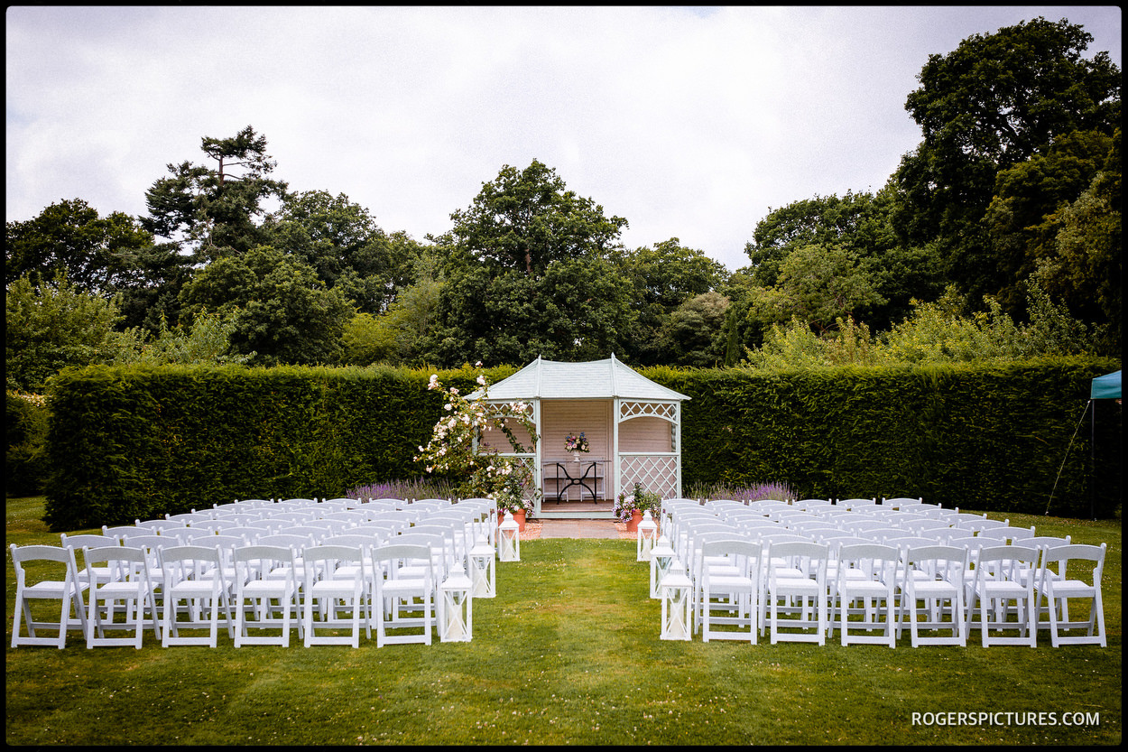 Outdoor ceremony setting at Wadhurst Castle