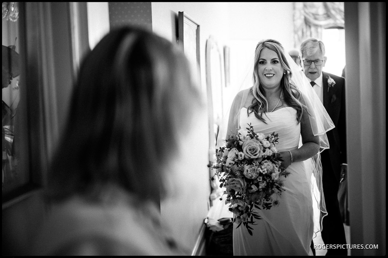 Black and white wedding photo at Wadhurst Castle in Sussex