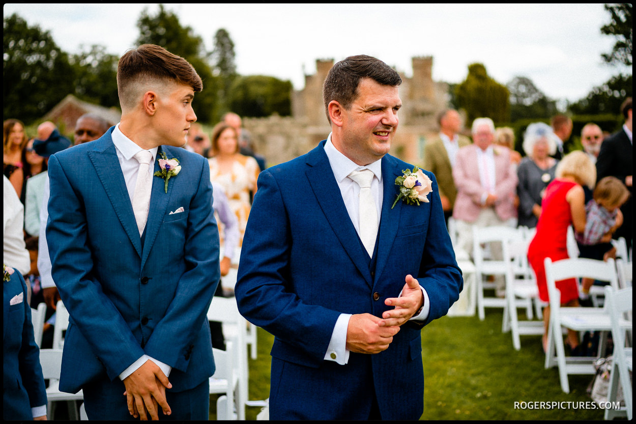 Nervous groom and best man