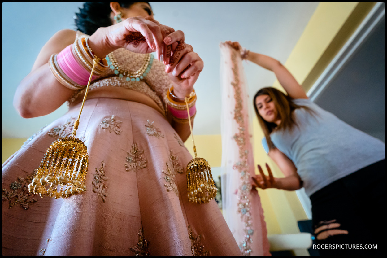 Indian bride getting ready